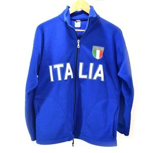 ITALIA Mens Fleece Zip Front Blue Jacket